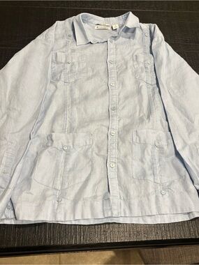 Cubavera Light Blue Men's 100% Linen Button-Up Shirt- Large
